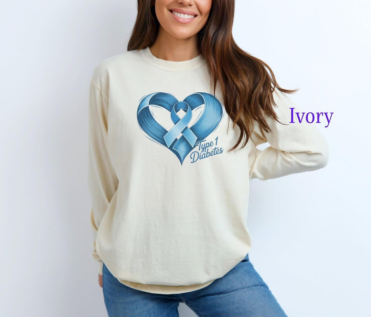 Type 1 Diabetes Awareness Long Sleeve Shirt | Supportive Gift for Friends & Family, Health Awareness Apparel, Unisex Tee, T1D Awareness