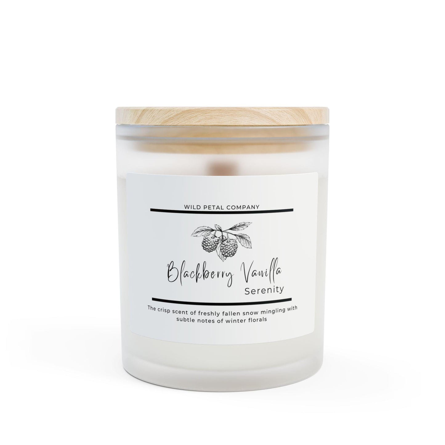 Frosted Glass Candle: Frasier Fir Scented, Vegan Wax, Wooden Wick