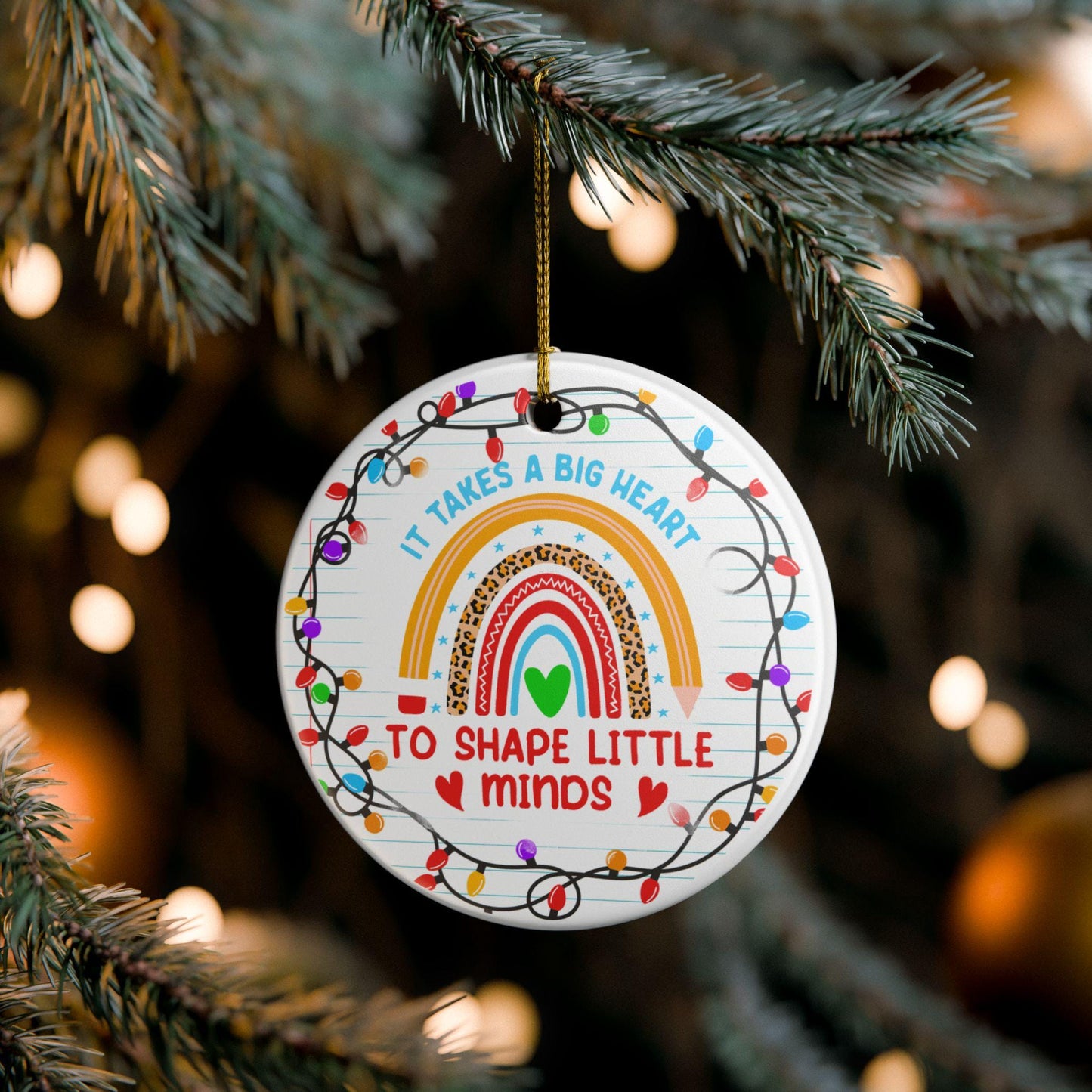 Heartwarming Christmas Ornament - Perfect Gift for Teachers & Kids, Rainbow Decor, Holiday Keepsake, Home Decoration, Christmas Ornament