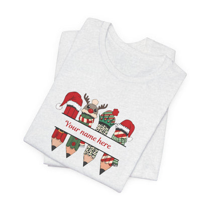 Personalized Christmas Tee, Festive Holiday Shirt, Unisex Jersey Tee, Custom Name Gift, Cozy Christmas Apparel