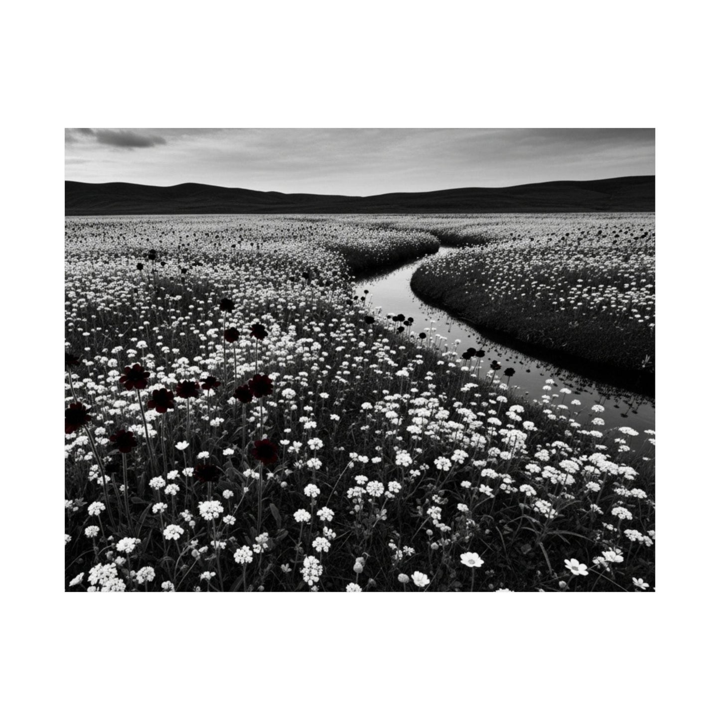 Monochrome Landscape Poster: Minimalist Nature Art Print