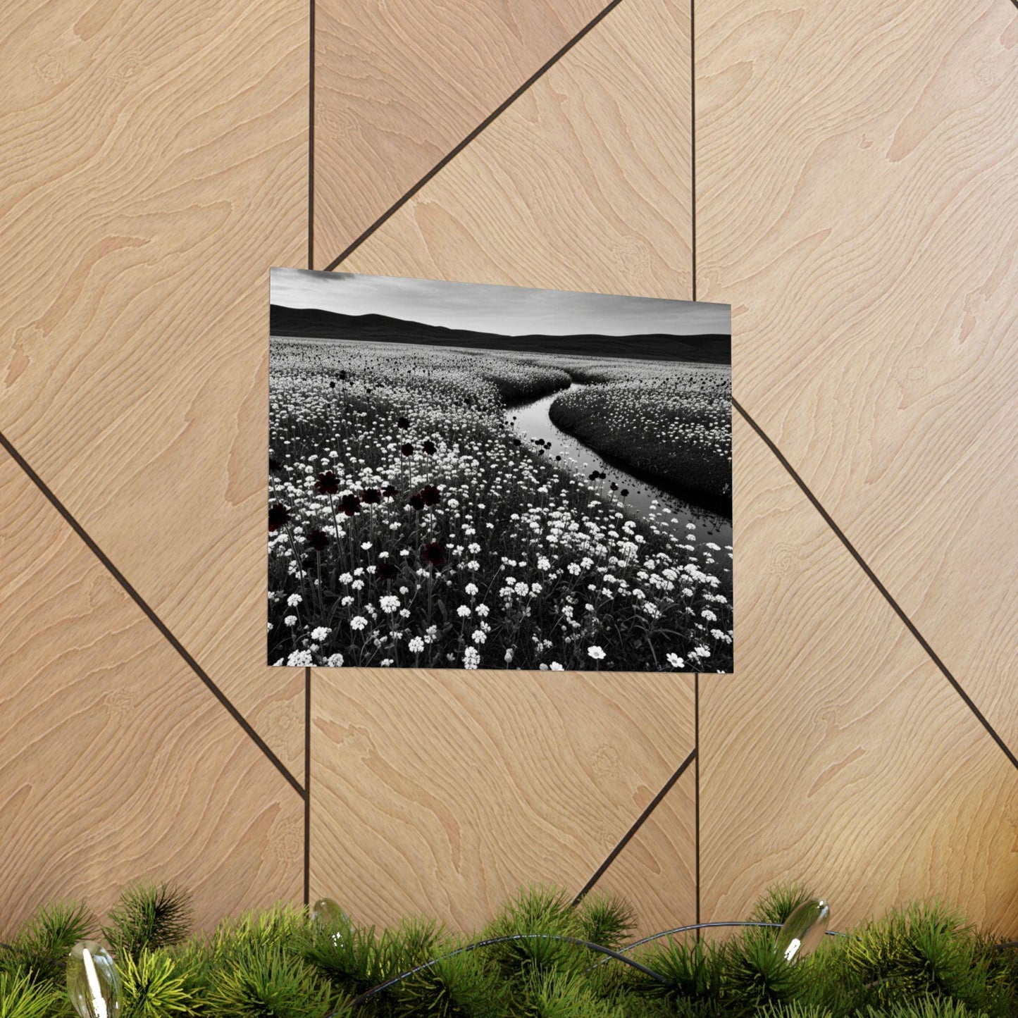 Monochrome Landscape Poster: Minimalist Nature Art Print