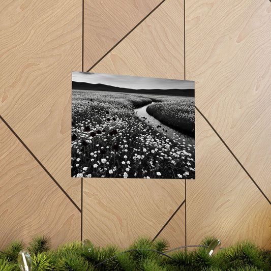 Monochrome Landscape Poster: Minimalist Nature Art Print