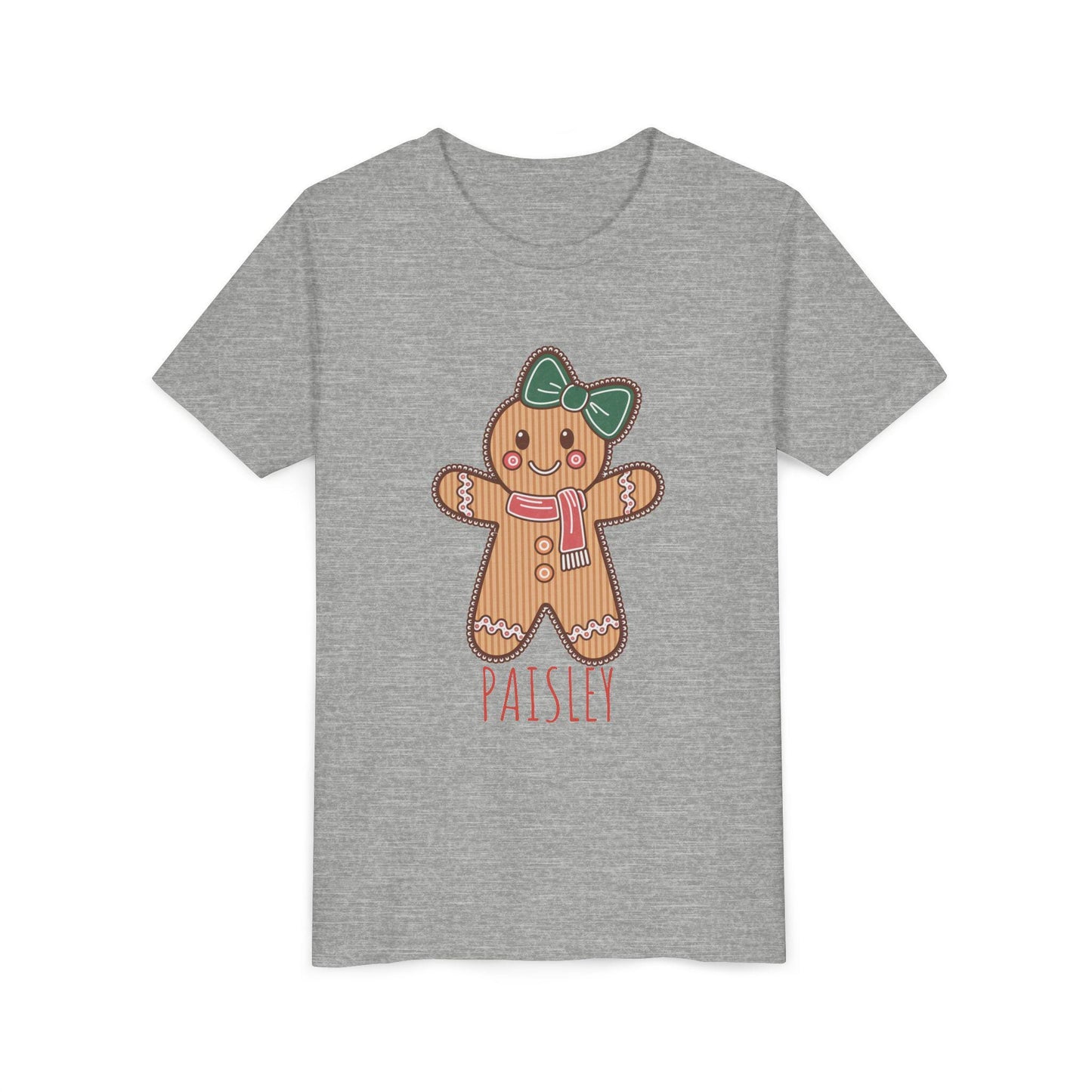Personalized Gingerbread Holiday Youth Tee, Cute Christmas Shirt, Winter Outfit, Cozy Family Gift, Kids Holiday Apparel
