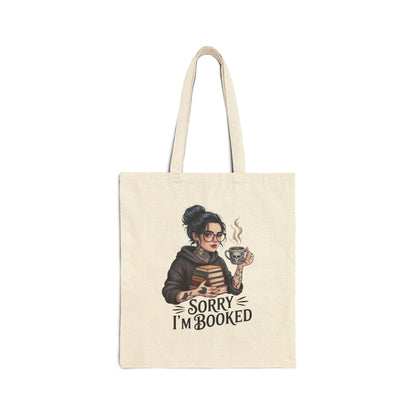 Book Lover's Cotton Canvas Tote Bag, Sorry I'm Booked, Literary Gift, Reading Tote, Bookish Vibes, Library Bag, Gift for Readers
