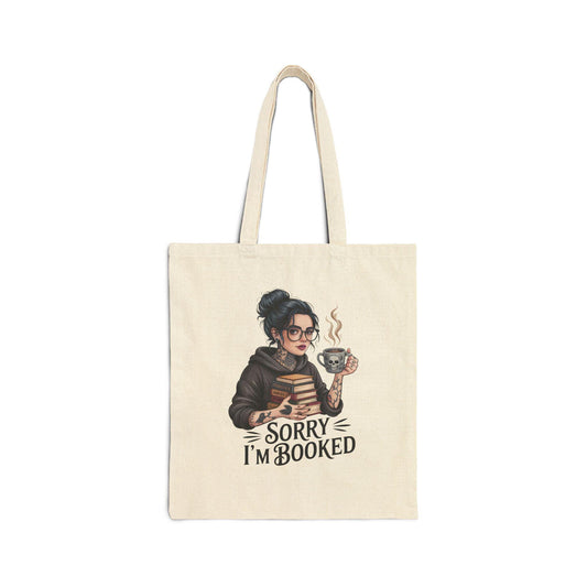 Book Lover's Cotton Canvas Tote Bag, Sorry I'm Booked, Literary Gift, Reading Tote, Bookish Vibes, Library Bag, Gift for Readers