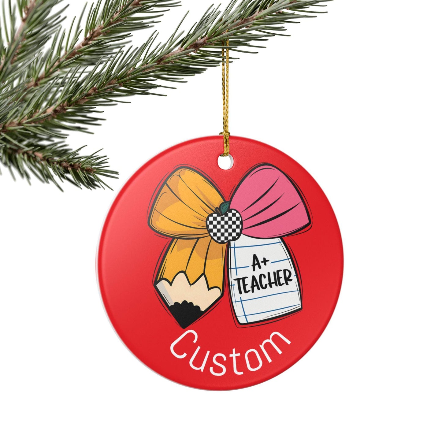 Custom Teacher Ornament, Personalized Holiday Decor, Gift for Educators, Classroom Decoration, Teacher Appreciation