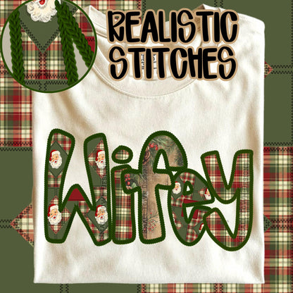 Cozy Wifey Sweatshirt, Faux embroidery, Perfect for Mom, Casual Style, Comfortable Crewneck, Holiday Apparel, Trendy Fashion