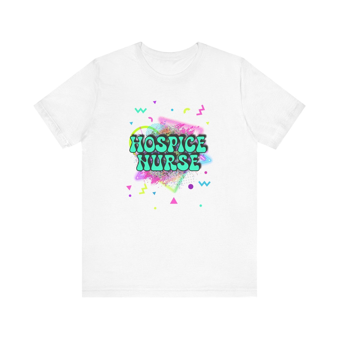Colorful Hospice Nurse T-Shirt, Fun Nurse Apparel, Medical Tees, Gift for Nurses, Casual Workwear, 80's shirt, disco