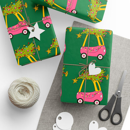 Festive Christmas Wrapping Paper - Holiday Gift Wrap, Green Christmas Trees, Holiday Celebrations, Birthday Parties, Eco-Friendly Wrapping