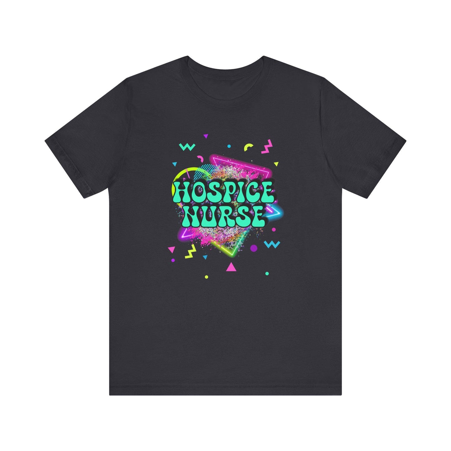 Colorful Hospice Nurse T-Shirt, Fun Nurse Apparel, Medical Tees, Gift for Nurses, Casual Workwear, 80's shirt, disco