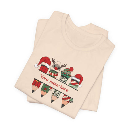 Personalized Christmas Tee, Festive Holiday Shirt, Unisex Jersey Tee, Custom Name Gift, Cozy Christmas Apparel