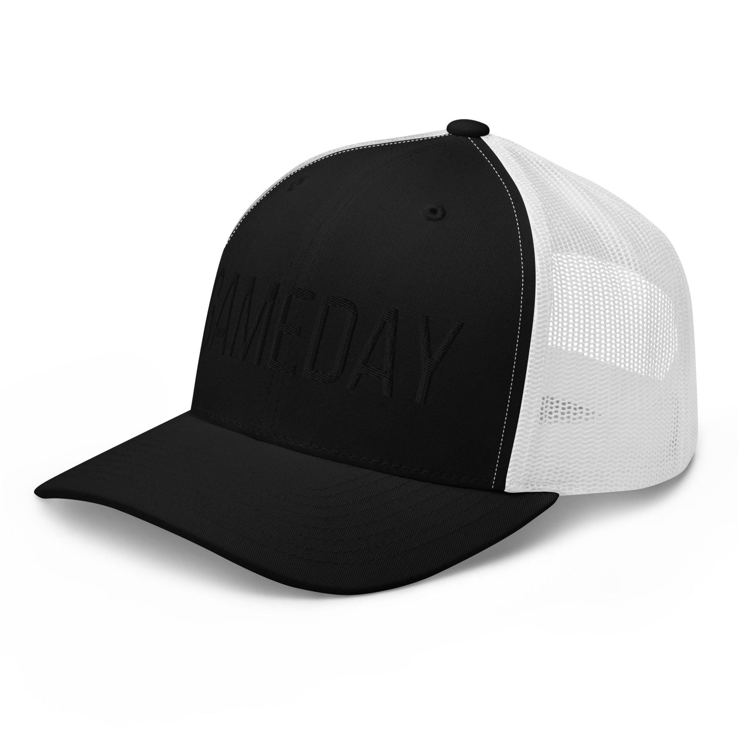 PUFF EMBROIDERY Trucker hat, black on black, GAMEDAY