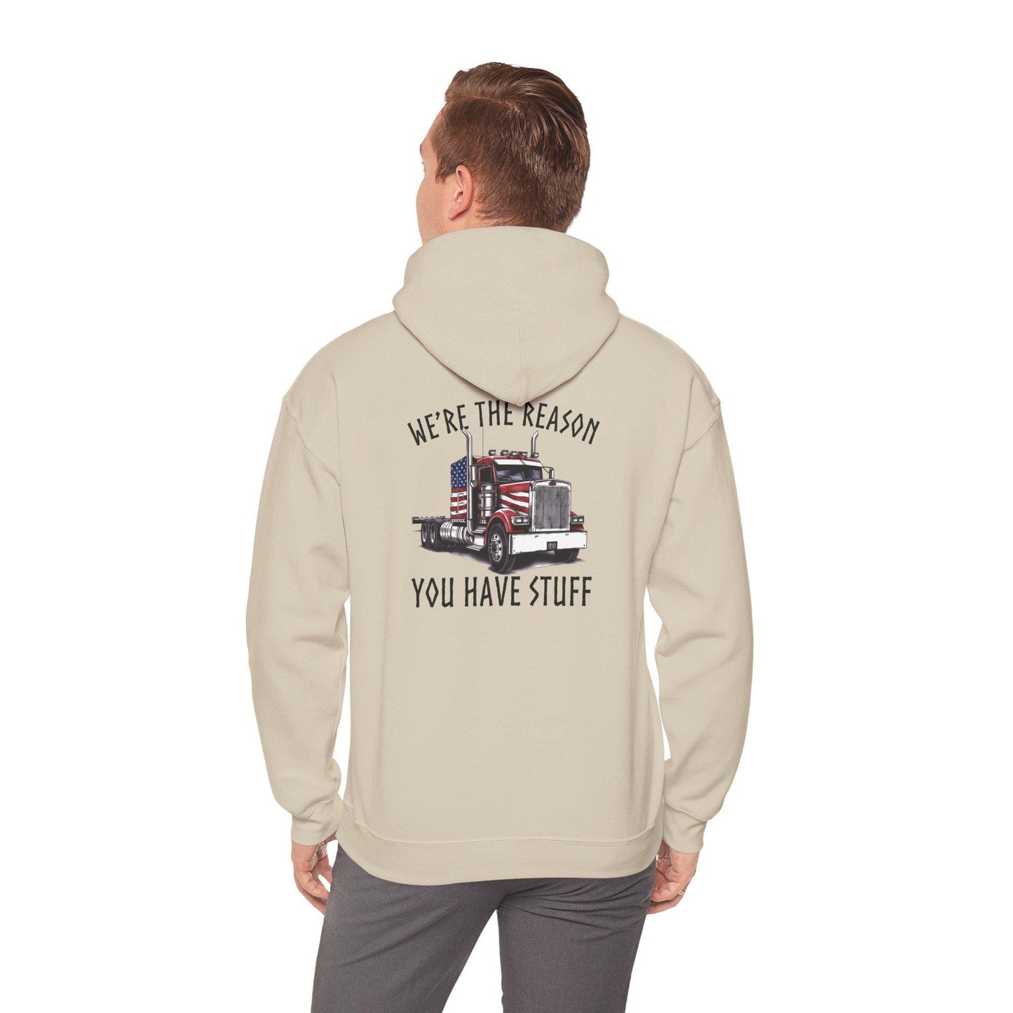 American Flag Semi Truck We're the Reason You Have Stuff Hoodie, Trucker Shirt, Trucker Appreciation