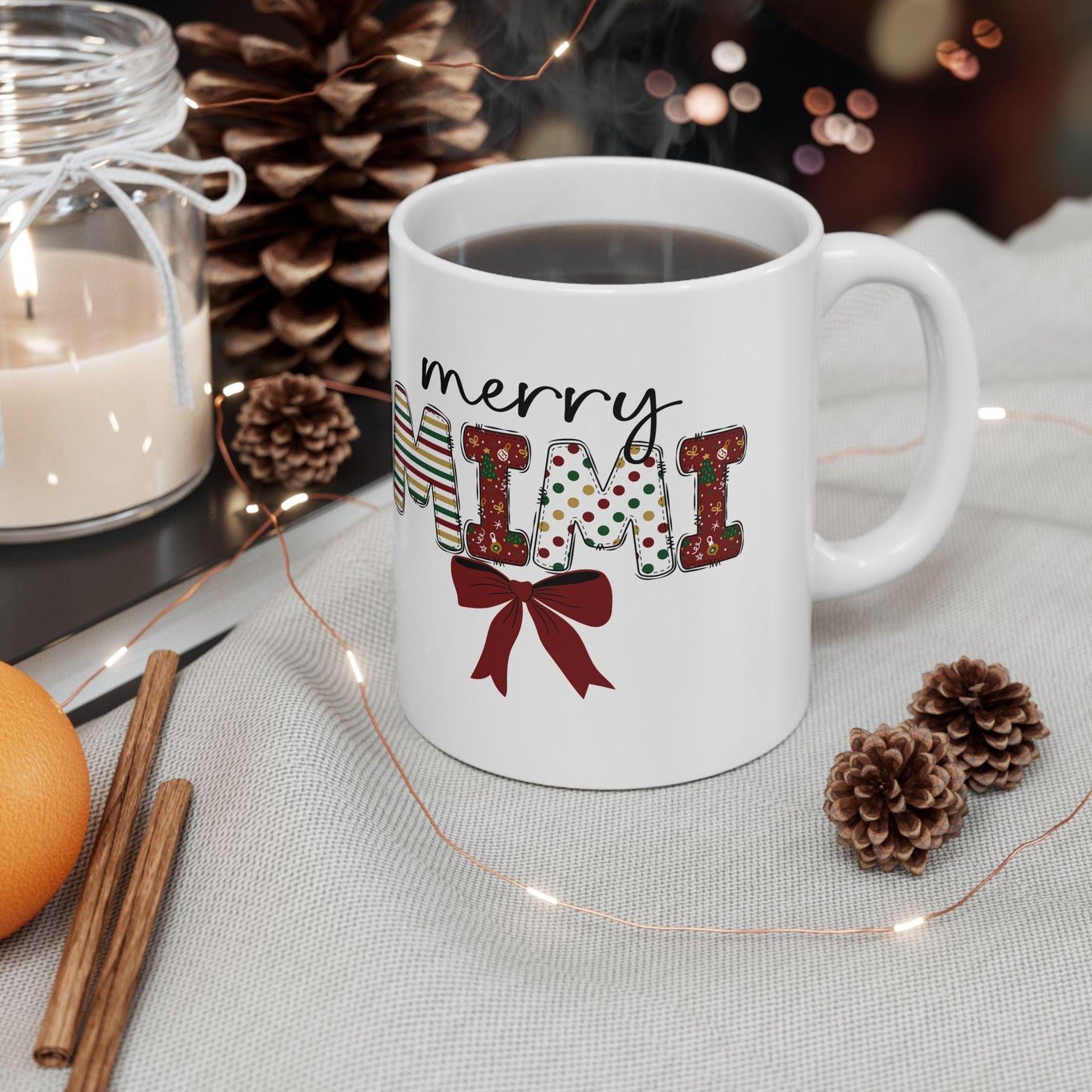 Merry Mimi Holiday Ceramic Mug, Christmas Coffee Cup, Seasonal Drinkware, Festive Gift, Family Gathering Mug, Mimi christmas present