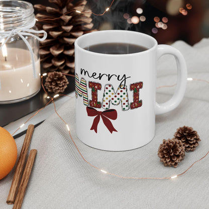 Merry Mimi Holiday Ceramic Mug, Christmas Coffee Cup, Seasonal Drinkware, Festive Gift, Family Gathering Mug, Mimi christmas present