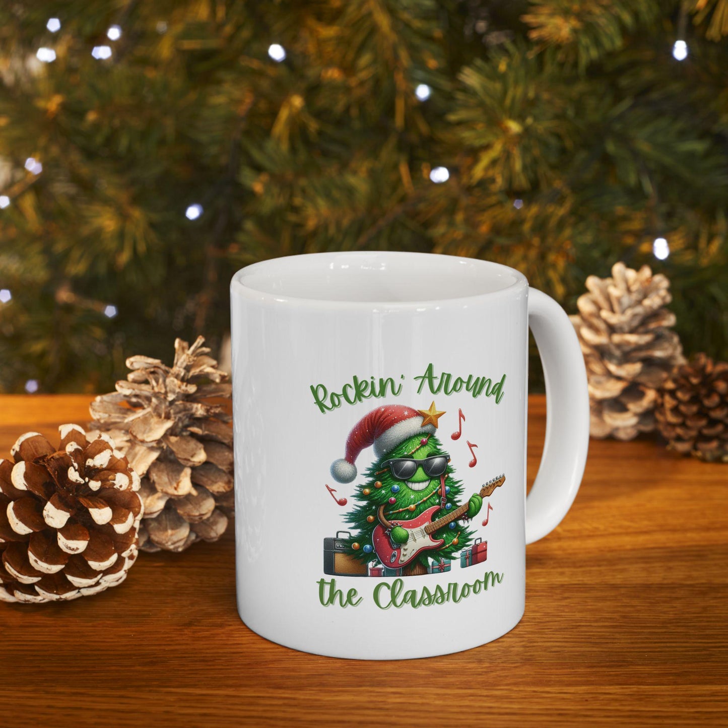 Festive Classroom Ceramic Mug with Whimsical Gnome Design | Perfect Gift for Coffee Lovers, Holiday Celebrations, Cozy Home Decor