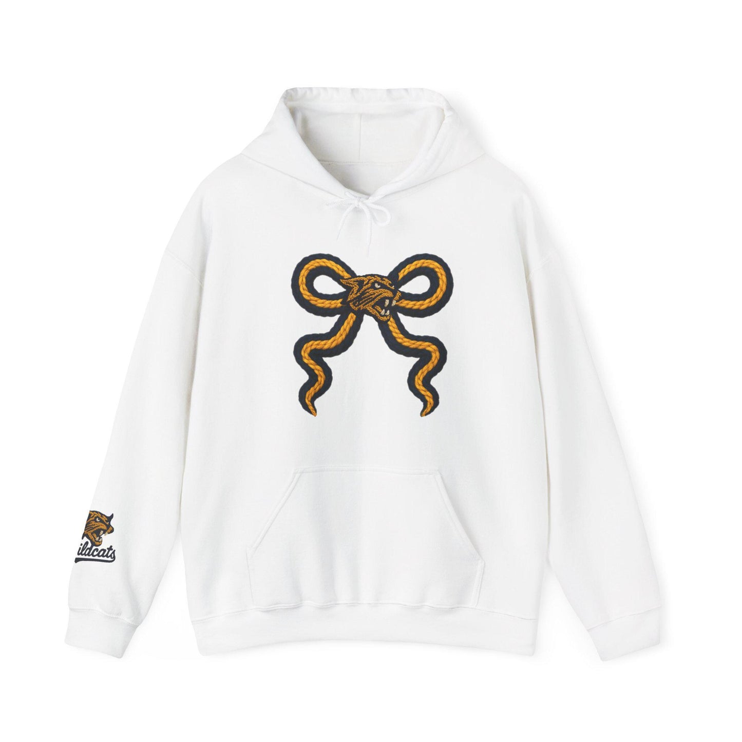 Faux stitching WILDCAT Hooded Sweatshirt with Unique Snake Design, Perfect for Casual Wear, Gift Ideas, Streetwear, and Cozy Days