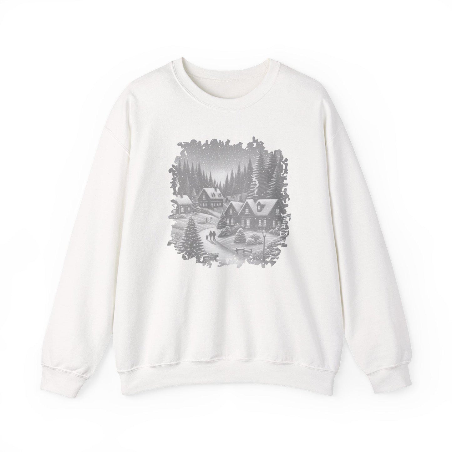Cozy Winter Village Sweatshirt, Winter Vibe,  Gift for Nature Lovers, Holidays, Cozy Homewear, Christmas sweater