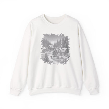 Cozy Winter Village Sweatshirt, Winter Vibe,  Gift for Nature Lovers, Holidays, Cozy Homewear, Christmas sweater