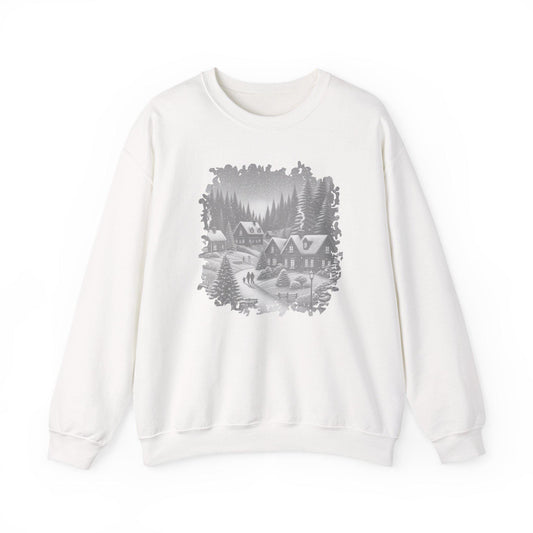 Cozy Winter Village Sweatshirt, Winter Vibe,  Gift for Nature Lovers, Holidays, Cozy Homewear, Christmas sweater