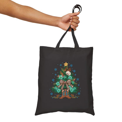 Christmas Tree Cotton Canvas Tote Bag: Festive Holiday Shopping Bag