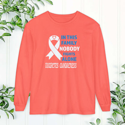 Diabetes Awareness Long Sleeve Shirt, Support Diabetes Shirt, Sports Team Spirit, Health Campaign Gear, Gift for Supporters, T1D awareness