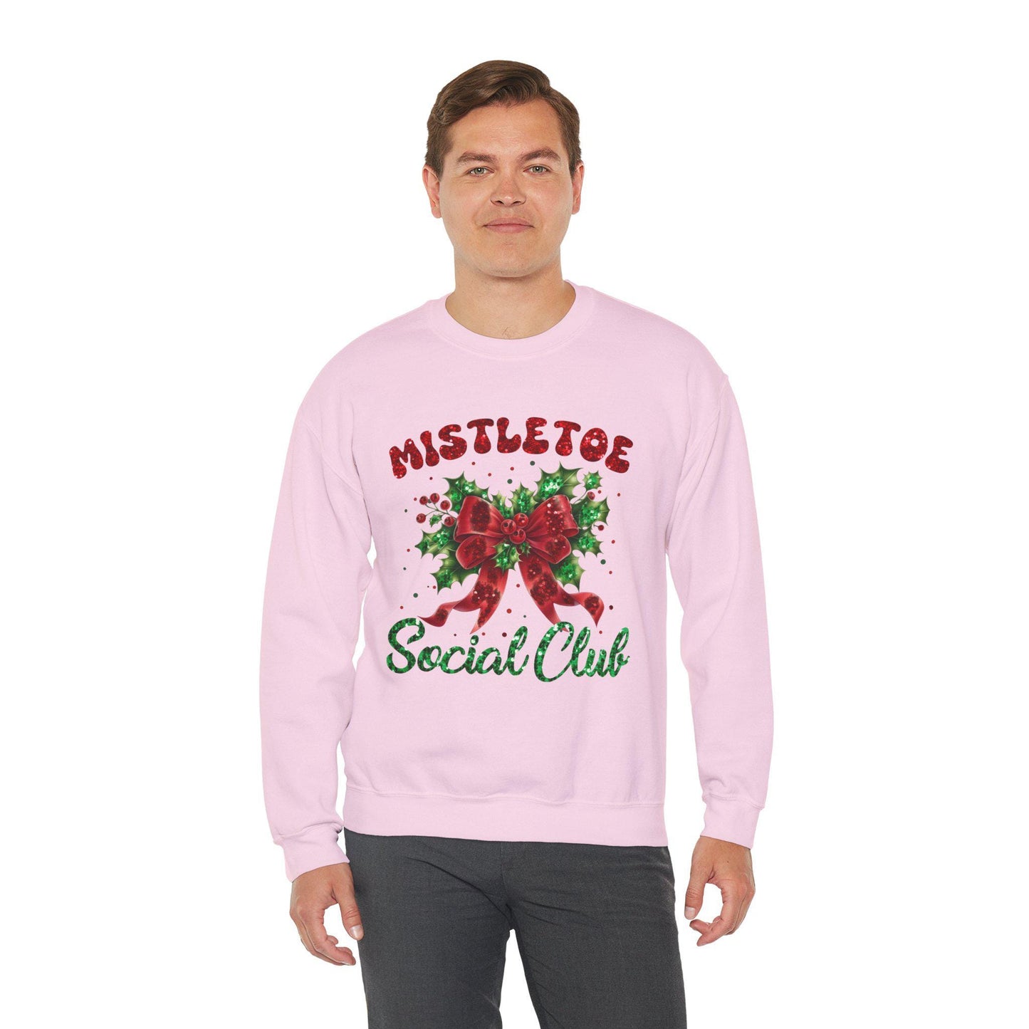 Cozy Holiday Sweatshirt with Mistletoe Design, Perfect for Winter Gatherings, Christmas Parties, Family Celebrations, Gifts