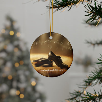 Dance Shoes Ceramic Ornament | Dancing Through the Years, Round Double-Sided