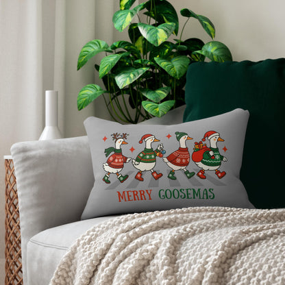 Merry Gooses Christmas Lumbar Pillow, Holiday Decor, Cozy Gift, Festive Home Accessory, Seasonal Throw Pillow