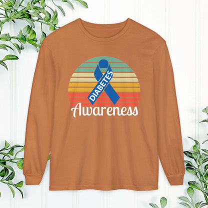 Diabetes Awareness Long Sleeve Shirt, Diabetes Shirt, Sports Team Spirit, Health Gear, Gift for Supporters, T1D awareness, T1D Support