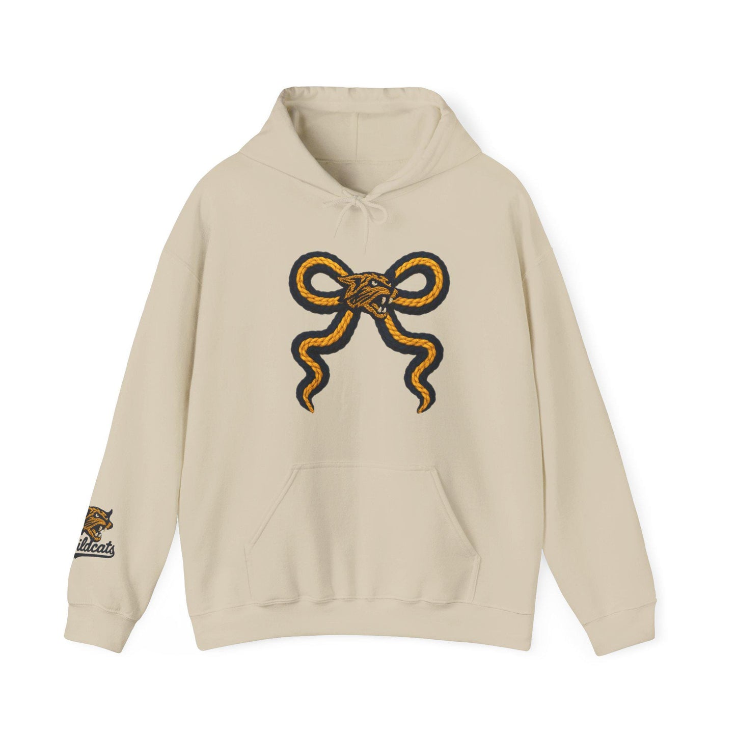 Faux stitching WILDCAT Hooded Sweatshirt with Unique Snake Design, Perfect for Casual Wear, Gift Ideas, Streetwear, and Cozy Days