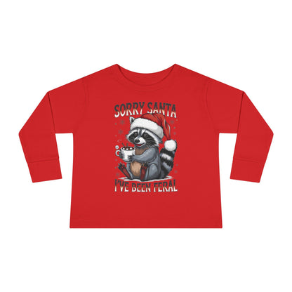 Toddler Long Sleeve Tee, Funny Christmas Tee, Holiday Apparel, Kids' Gift, Cute Santa Shirt, Feral Animal Tee