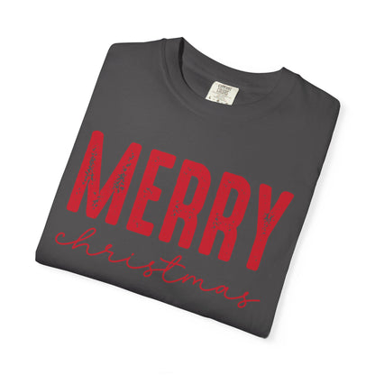 Merry Christmas Unisex Garment-Dyed T-shirt, Holiday Tee, Festive Apparel, Gift Idea, Xmas T-shirt, Cozy Christmas Outfit