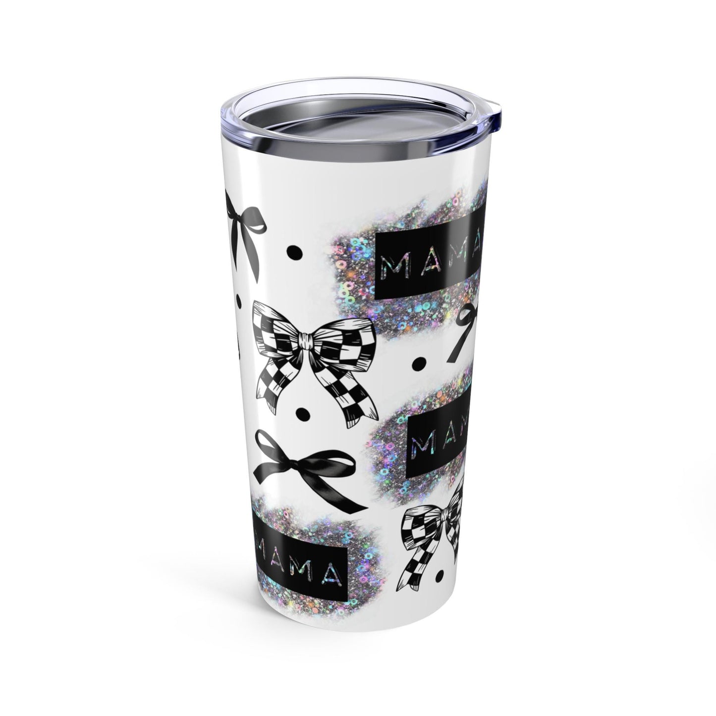 Black bow MAMA Tumbler 20oz, Checkered bow MAMA tumbler, Perfect gift for mom.