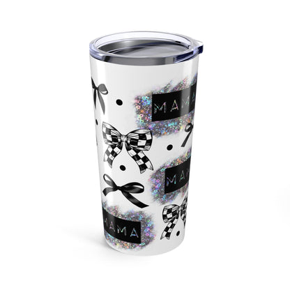 Black bow MAMA Tumbler 20oz, Checkered bow MAMA tumbler, Perfect gift for mom.
