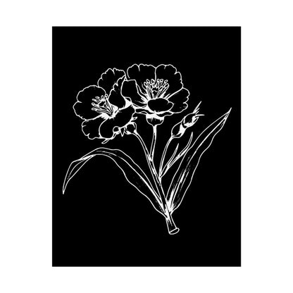 Elegant Floral Art Print: Minimalist Black and White Botanical Poster