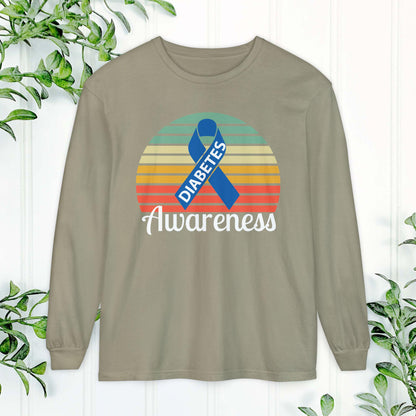 Diabetes Awareness Long Sleeve Shirt, Diabetes Shirt, Sports Team Spirit, Health Gear, Gift for Supporters, T1D awareness, T1D Support