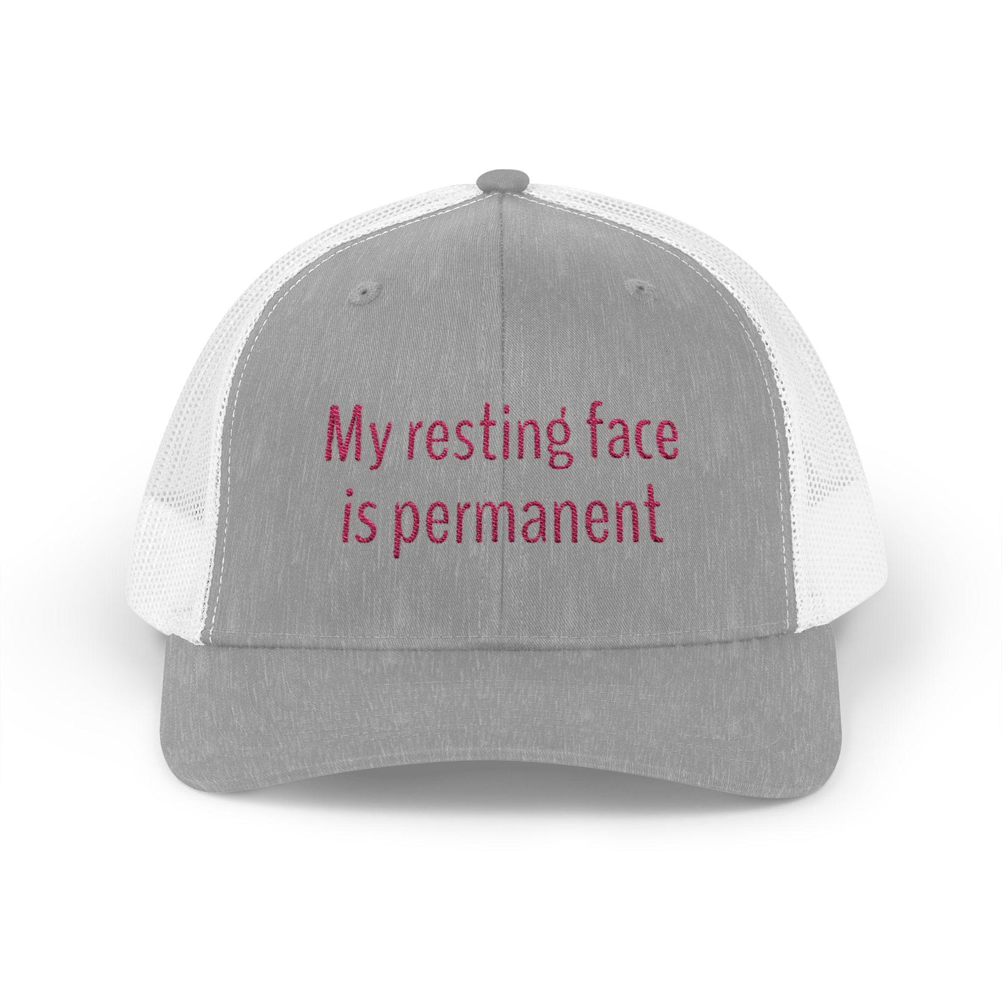My resting face is permanent Snapback Trucker Cap - Fun Quote, Gift for Friends, Casual Wear, Summer Accessory, Sassy Statement Hat
