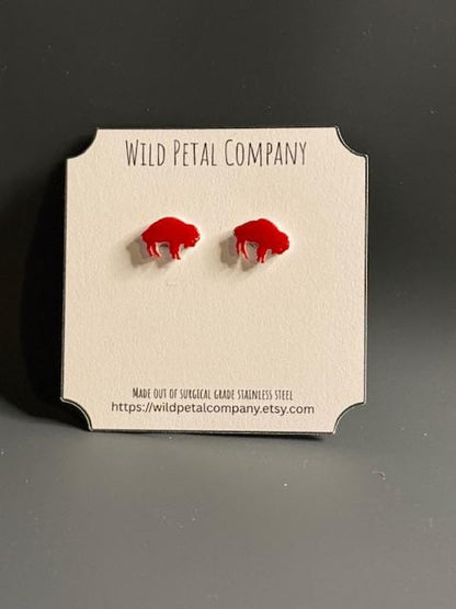 Red Buffalo Earrings, Bills fan gift, Buffalo Fan Jewelry, Buffalo Earrings, Western NY Gift, Buffalo lover gift, Gift for sports lover