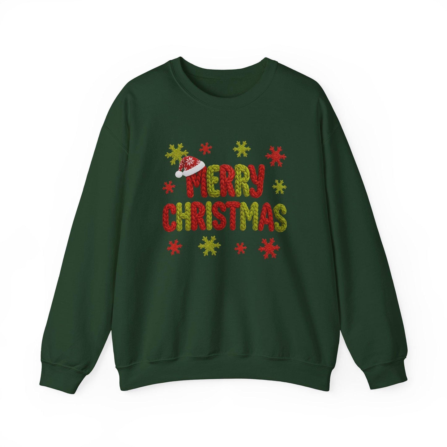Faux Yarn Merry Christmas Crewneck Sweatshirt, Holiday Apparel, Winter Fashion, Cozy Gift, Unisex Sweatshirt, Cute sweater, Cozy Sweater
