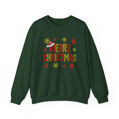 Faux Yarn Merry Christmas Crewneck Sweatshirt, Holiday Apparel, Winter Fashion, Cozy Gift, Unisex Sweatshirt, Cute sweater, Cozy Sweater