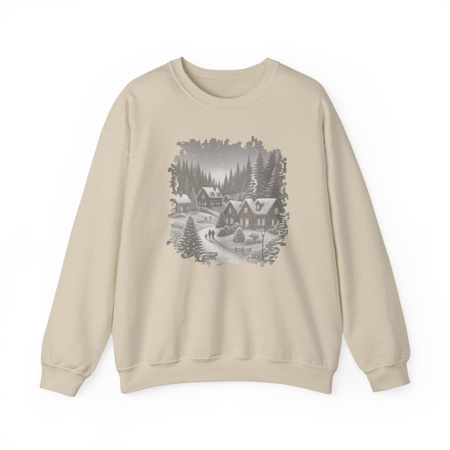 Cozy Winter Village Sweatshirt, Winter Vibe,  Gift for Nature Lovers, Holidays, Cozy Homewear, Christmas sweater