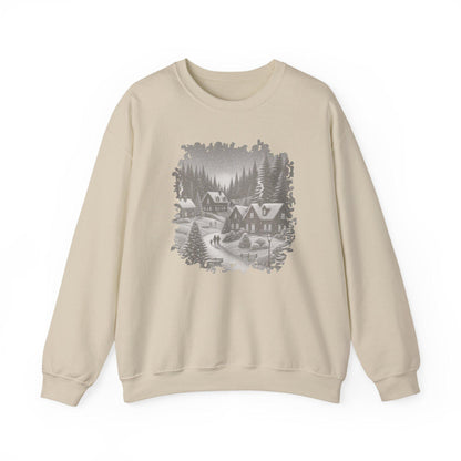 Cozy Winter Village Sweatshirt, Winter Vibe,  Gift for Nature Lovers, Holidays, Cozy Homewear, Christmas sweater