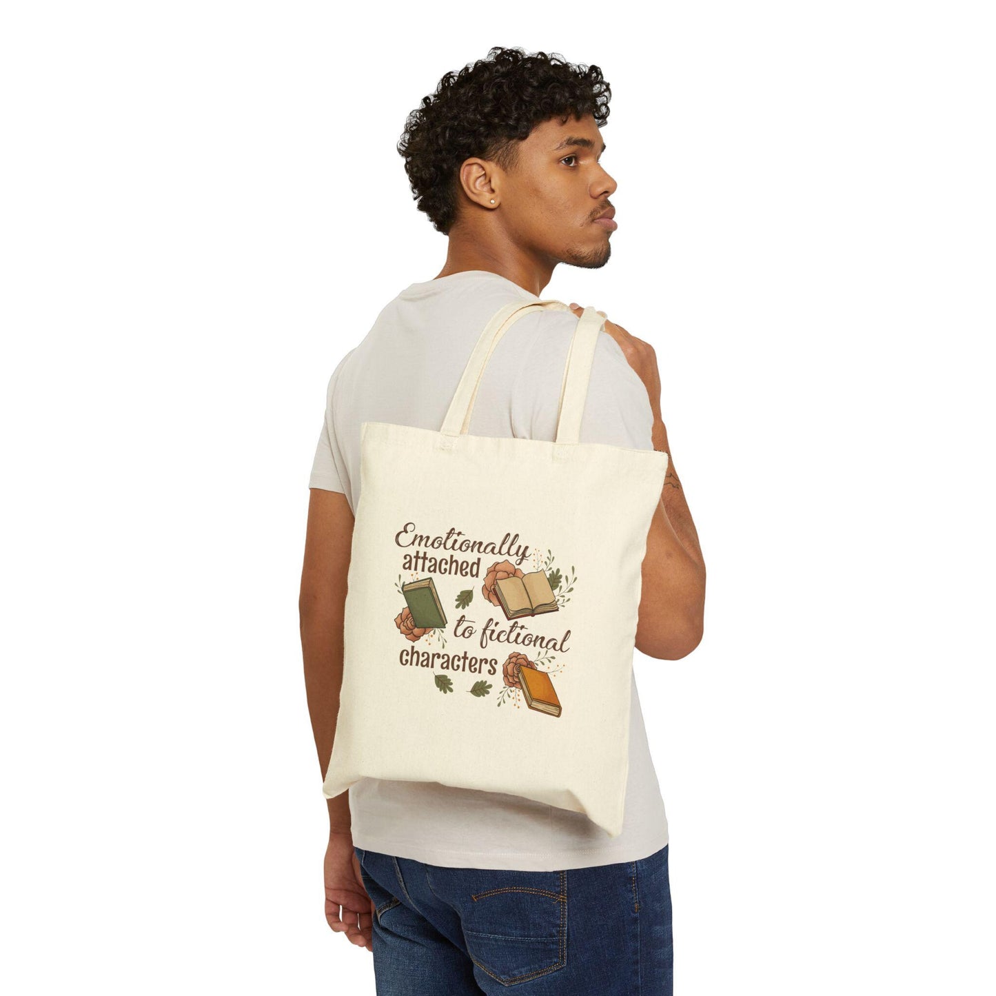 Emotionally Attached to Fictional Characters Tote Bag, Book Lover Canvas Tote, book club gift