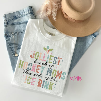 Jolliest Hockey Moms shirt,Ice Rink Celebration Shirt, Sports Fan, Gift for Hockey Moms, Holiday hockey mom shirt, funny Christmas tee