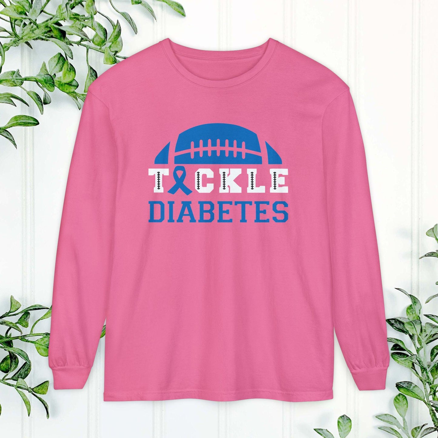 Diabetes Awareness Long Sleeve Shirt, Tackle Diabetes Shirt, Sports Team Spirit, Health Campaign Gear, Gift for Supporters, T1D awareness