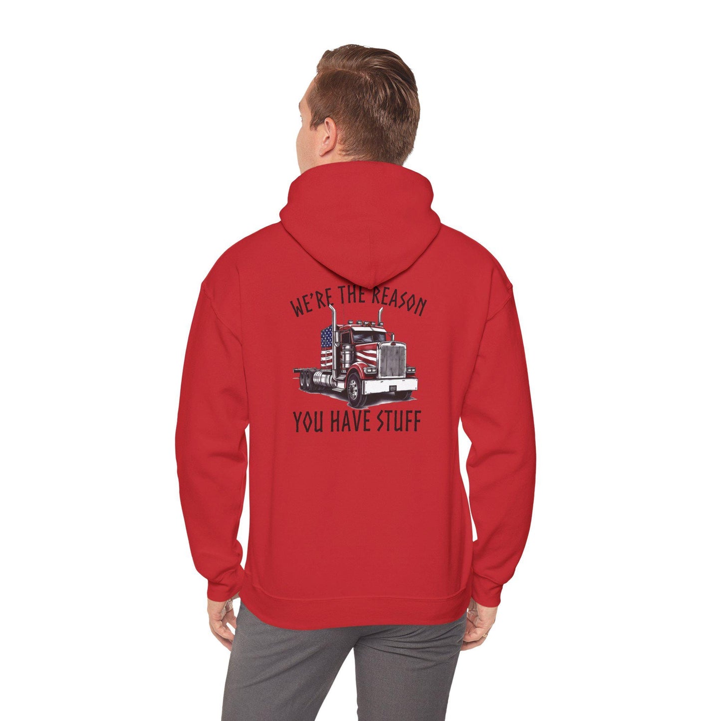 American Flag Semi Truck We're the Reason You Have Stuff Hoodie, Trucker Shirt, Trucker Appreciation