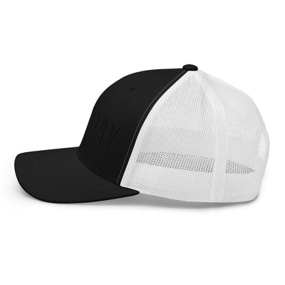 PUFF EMBROIDERY Trucker hat, black on black, GAMEDAY