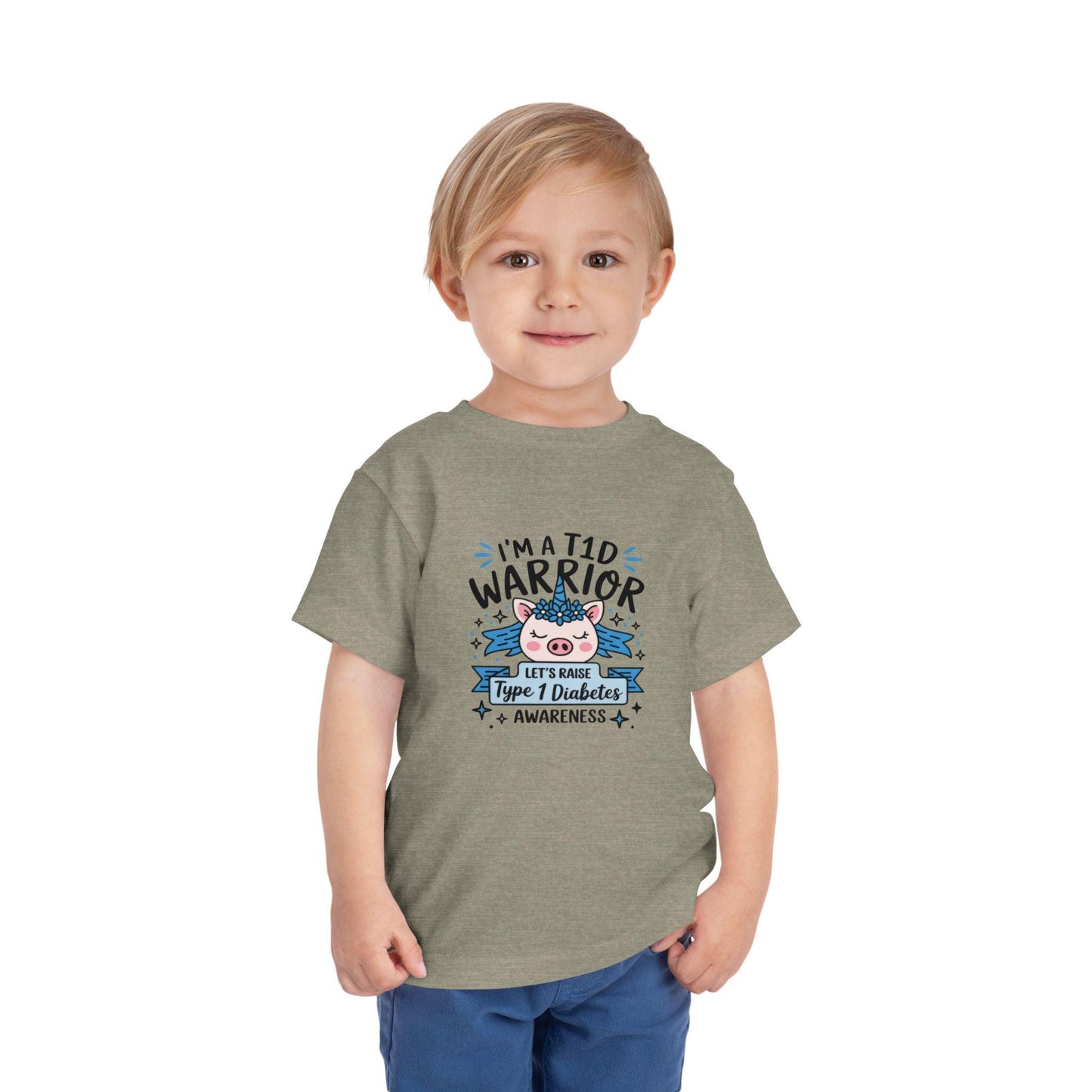 Toddler T1D Warrior Tee - Diabetes Awareness T-Shirt, Kid's Short Sleeve Shirt, Support T1D, Cute Children's Apparel,